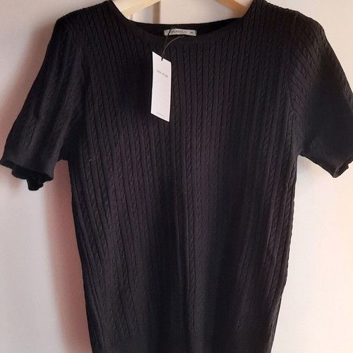 Short-sleeve blouse new, black, 50% viscose