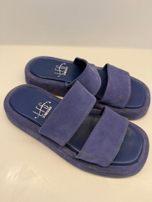 Tsitsivas Cobalt Blue Leather Flatform Mules Size 40 Used