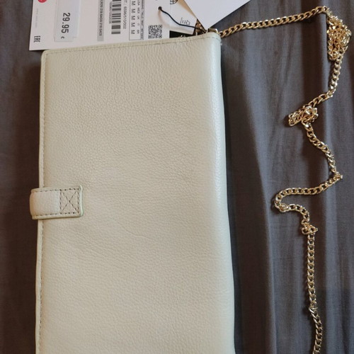 Zara leather wallet on a chain new, beige