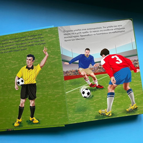 Football game like new with book, 9 players, referee, ball and play surface