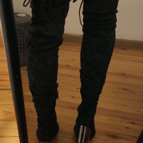 Black velvet over the knee boots Hot Kiss new, size 39