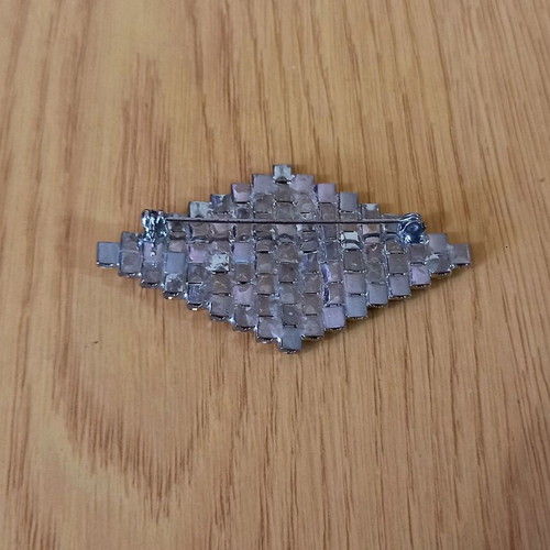Vintage brooch rhombus with rhinestones like new