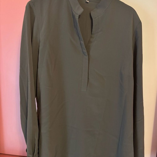 Shirt blouse gray khaki like new, size M