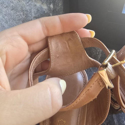 Devina leather sandals size 38 used, brown with low heel