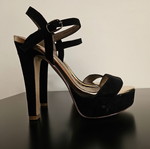 Fullah Sugah sandals used, black suede, size 38, 13cm heel