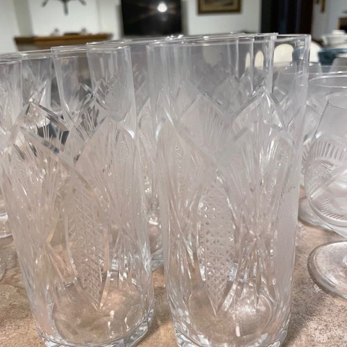 Crystal glasses used, set of 97 pieces