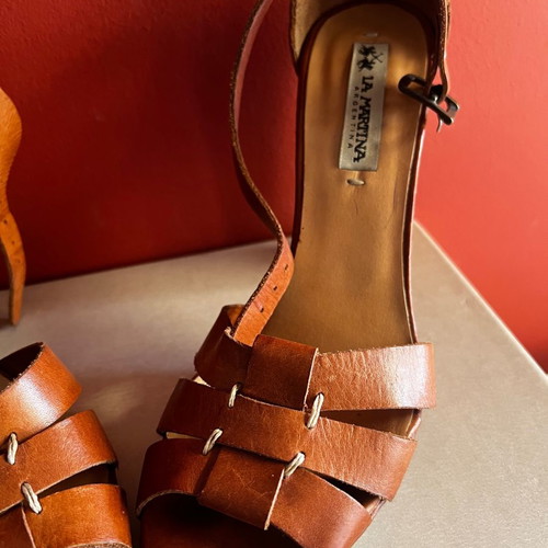 La Martina sandals used, brown, size 38, 11cm heel