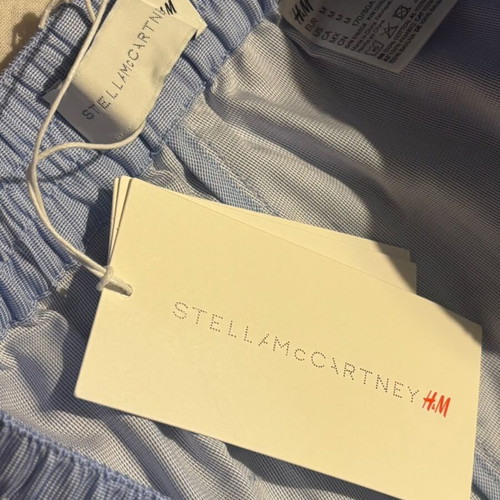 Stella McCartney x H&M wide-leg pants new, size M 38 10, white and blue