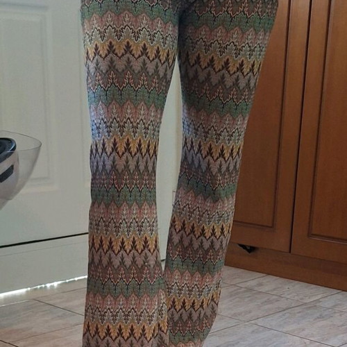 Bell-bottom pants with colorful knit and inner lining, size small-medium, like new