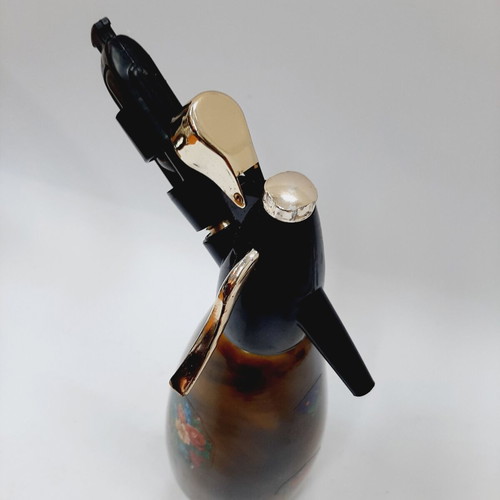 Vintage Soda Siphon Marble Brown Amber Floral Motif, Like New