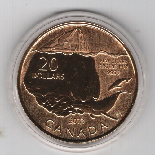 Canada 20 Dollars 2013 Silver Whale Coin
