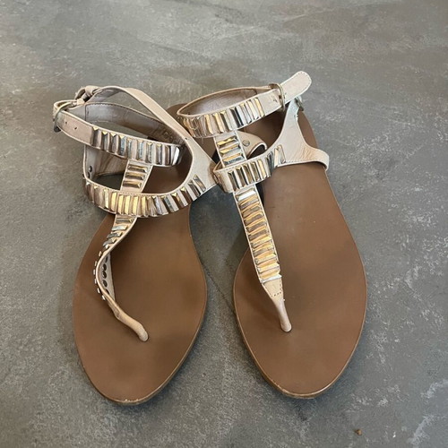 Zara women's sandals used, size 39, gold with double straps