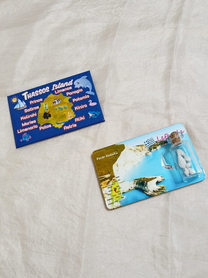 Thassos and Lefkada souvenir magnet set, 2 pieces