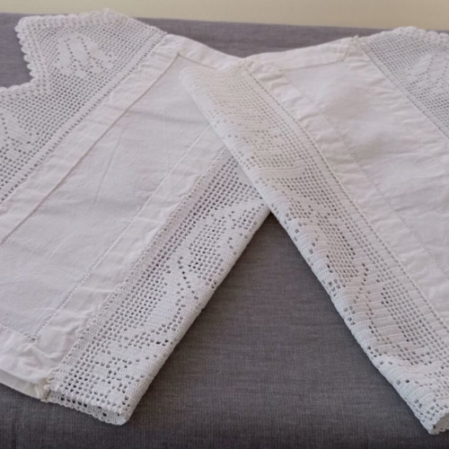 Set of 2 handmade crochet and fabric doilies