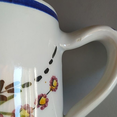 Vintage cup and bowl set used, folk art