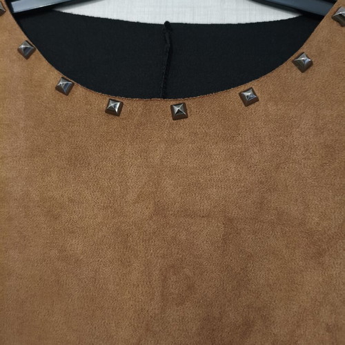 Mini dress faux suede brown-black with studs new