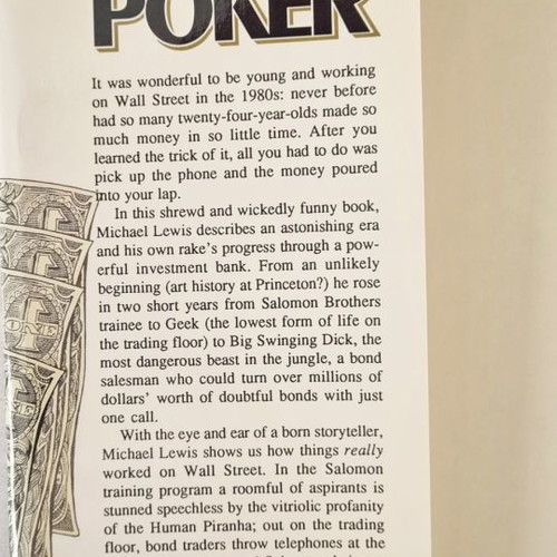 Liar's Poker book by Michael Lewis like new