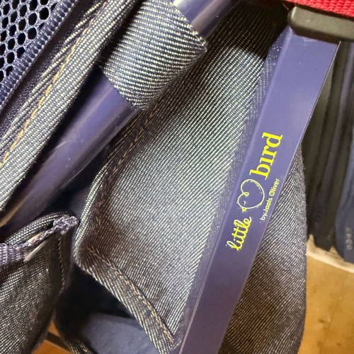 Mothercare Little Bird stroller used, denim fabric, rainbow straps