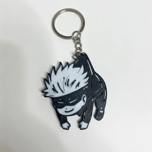 Satoru Gojo Jujutsu Kaisen keychain new, black and white