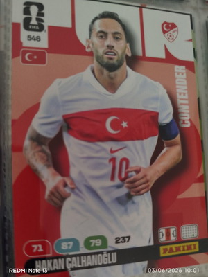 Panini Adrenalyn XL FIFA World Cup 2026 карта на Хакан Чалханоглу употребявана