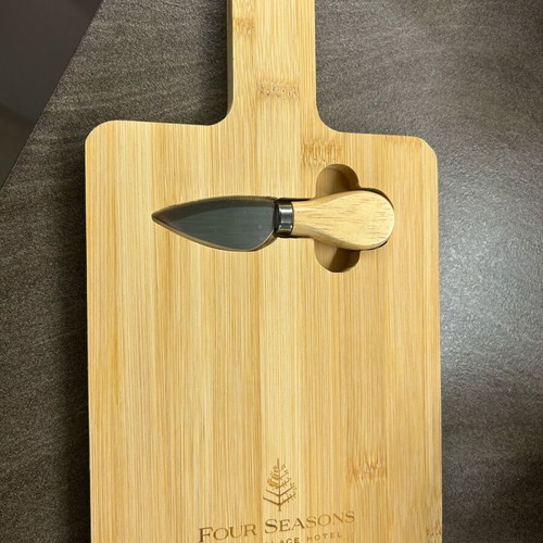 Wooden Four Seasons cheese board with knife 22x17.5 new