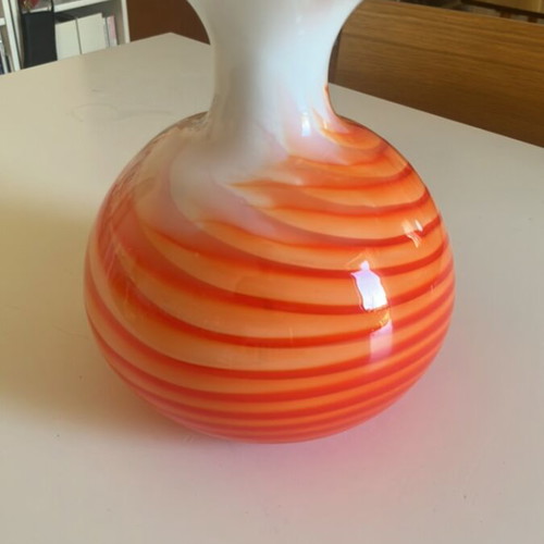 Vintage vase spherical orange white like new