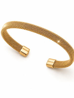 Gold mesh cuff bracelet new, luxury minimal design