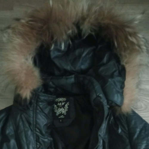 Women's long black jacket with hood used size L