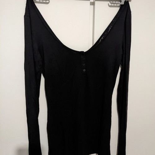 Bershka long-sleeve blouse like new, black with lace