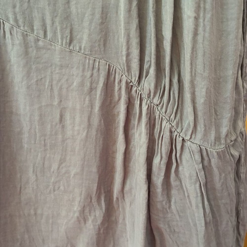 Clu 100% Silk Gray Asymmetric Panel Slip Dress S, Like New