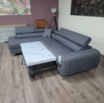 Gray fabric corner sofa with sleep function and storage new