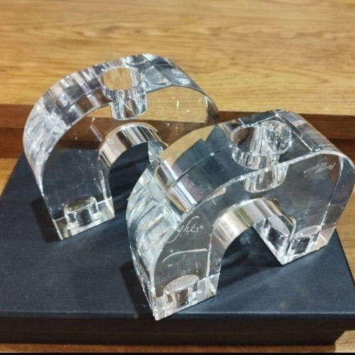 Holfeuer Crystal Design candle holders set of 2, new