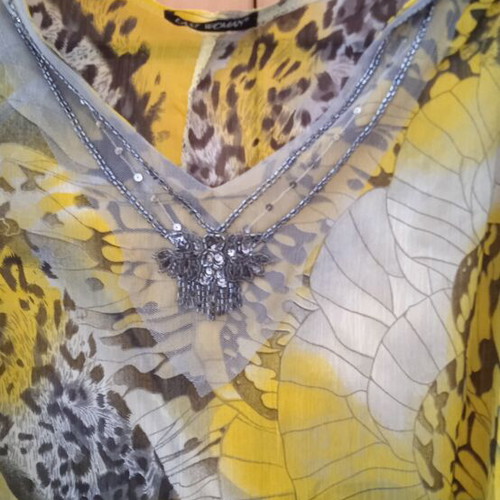 Pareo used, transparent with bead and sequin embroidery