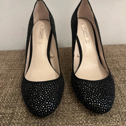 Zara suede pumps size 38 new black and silver