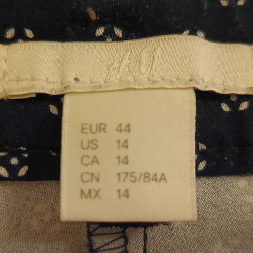 H&M women's pants blue with white patterns size 44