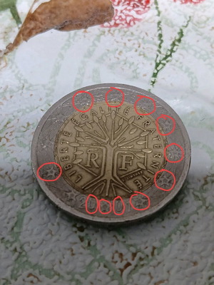 French 2 euro coin used with errors 2001