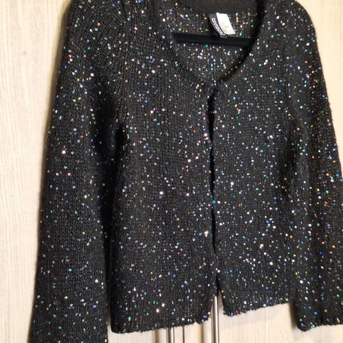 H&M black sequin cardigan like new, size M/38