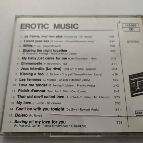 Erotic Music CD like new, collection of 16 songs
