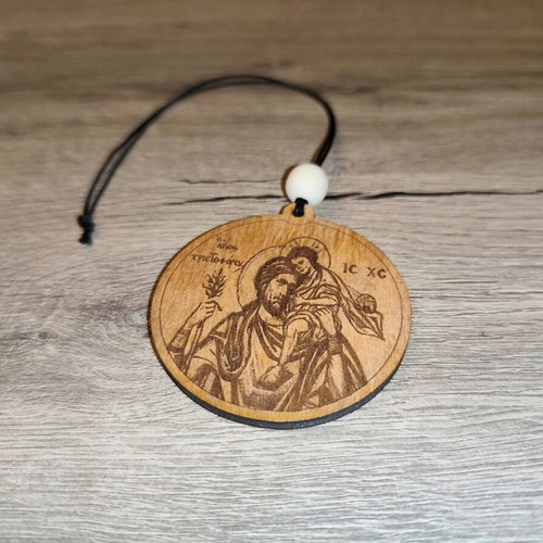 Saint Christopher Car Amulet Handmade Wooden Pendant New