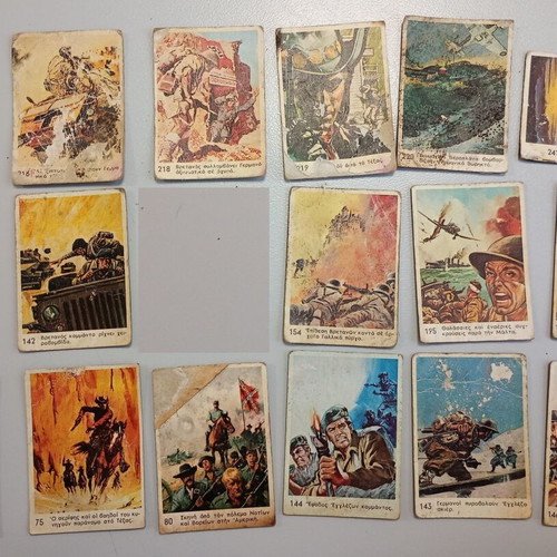 Melo war cards used, pack of 15, 1970s