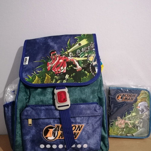 Vintage Action Man school bag and pencil case by Paxos, new