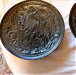  2 σπάνια πιάτα αρχαικά του 18ου αιώνα από αντιμόνιο με υπέροχες αρχαικές εικόνες 26 εκατ.