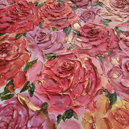 Painting with roses new, sculptural technique 50×30