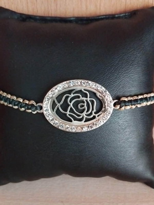 Handmade macrame bracelet with black and gold thread like new