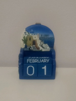 Tourist wall calendar like new, ceramic with Cycladic landscape
