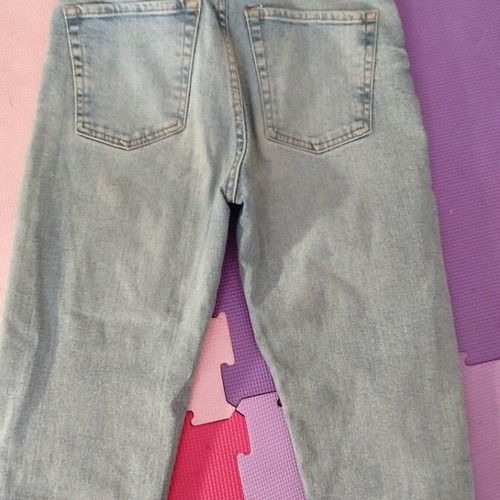 Denim jeans used, light blue straight cropped, size XS
