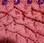Knitted pink crossbody bag new with purple stones and silver chain