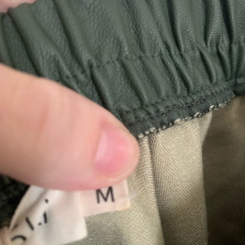 Moutaki Khaki Faux Leather Pants Size M New