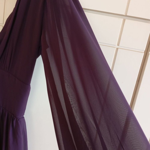 Asos dress new, purple, size small with deep neckline and sheer sleeves