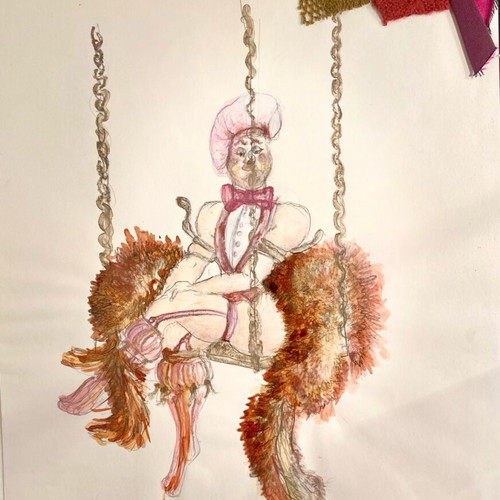 Theatrical costume design from Alice in Wonderland used, watercolor on A3 paper